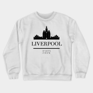 LIVERPOOL ENGLAND BLACK SILHOUETTE SKYLINE ART Crewneck Sweatshirt